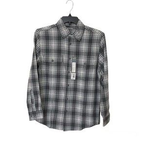 Falls Creek Flannel Shirt Men's Small Super Soft NEW Gray Plaid Long Sleeve